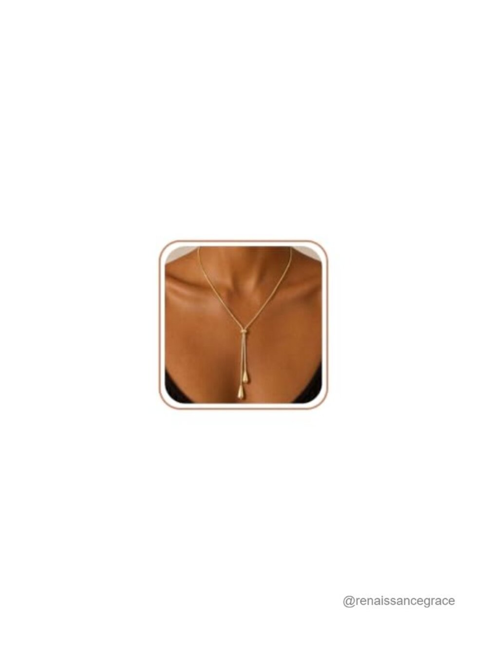 14K Gold Plated Y Lariat Necklace Long Chunky Drop Pendant w/ CZ